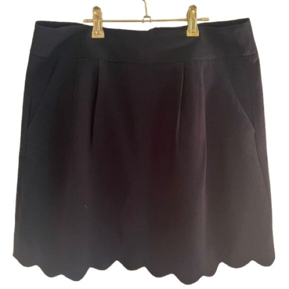 LOFT Navy Scalloped Mini Skirt - Picture 1 of 6